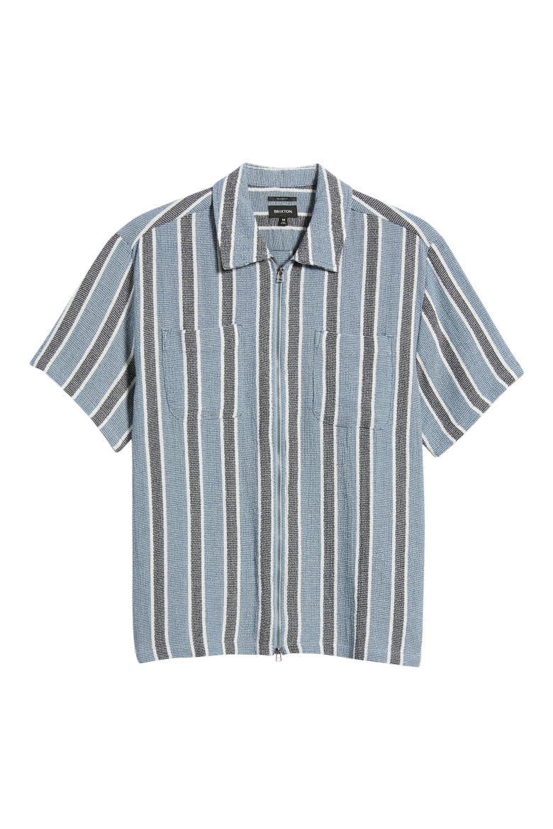 Dexter Textured Striped Zip Shirt, Main, color, BLACK/ DUSTY BLUE