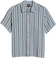 Brixton Dexter Textured Striped Zip Shirt
