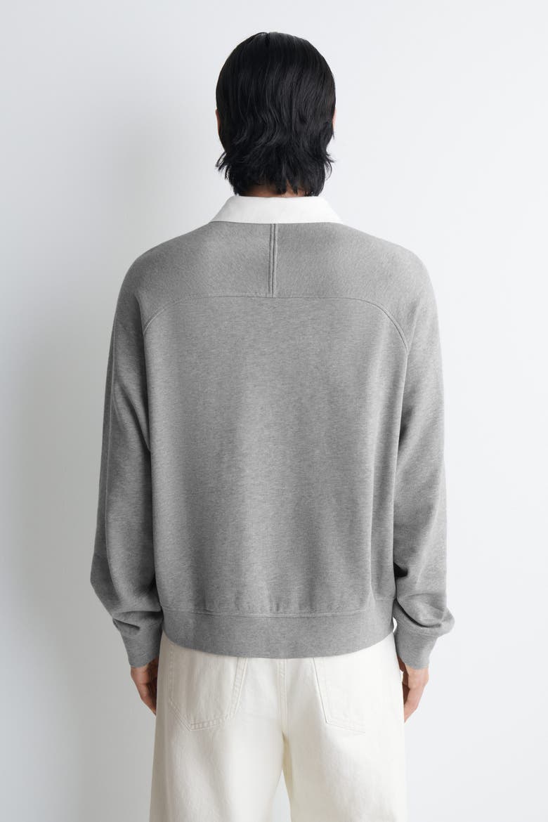 Contrast-collar Jersey Polo Shirt, Alternate, color, GRAY MÉLANGE