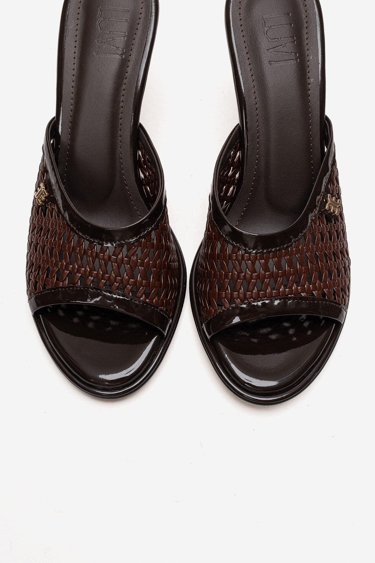 Selvian Woven Stiletto Sandal, Alternate, color, Brown