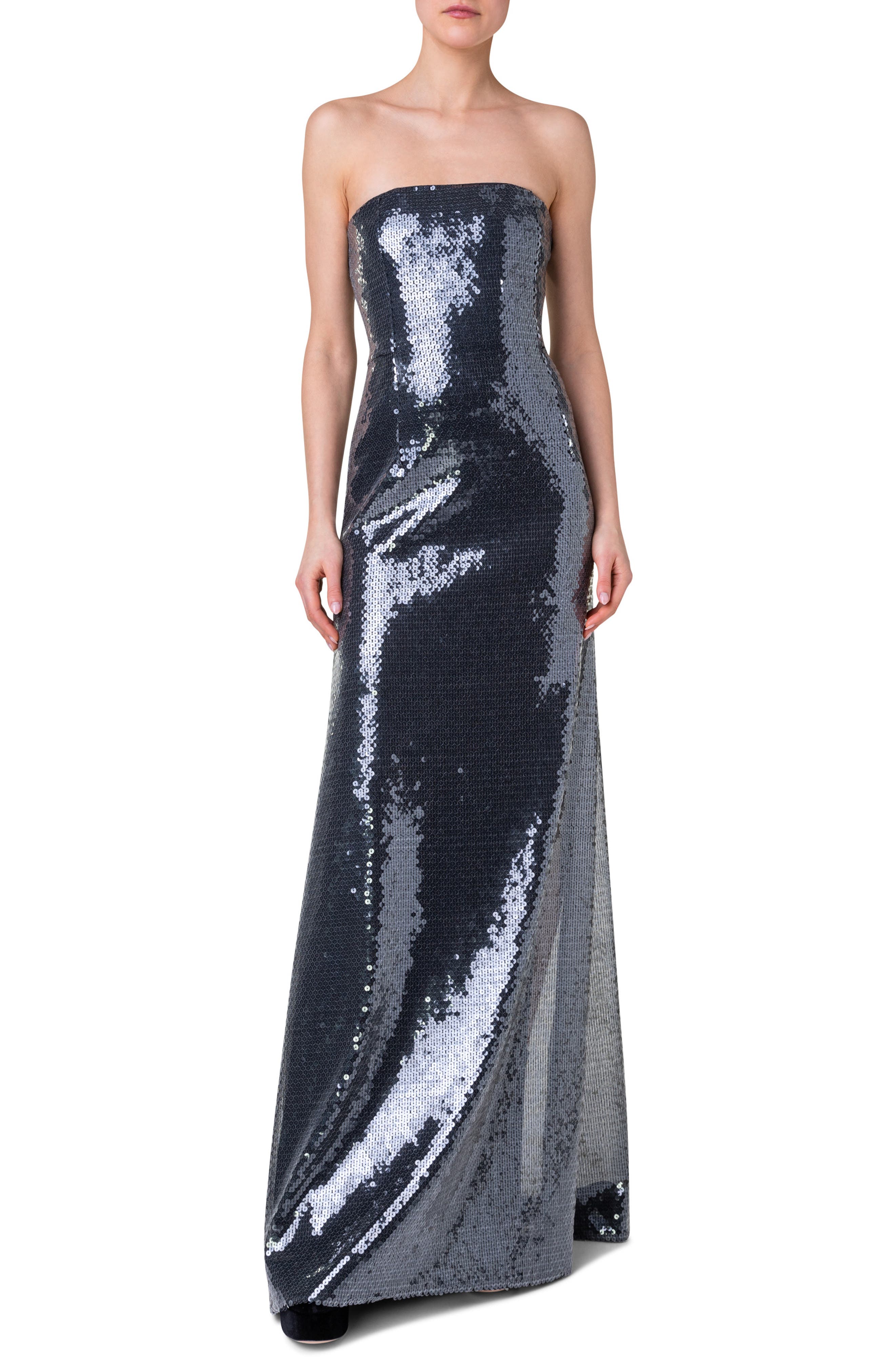 Akris Sequin Strapless Gown