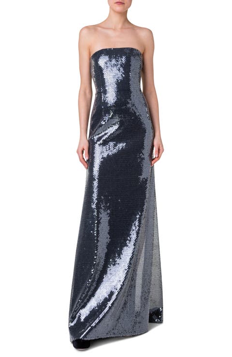 Sequin Strapless Gown