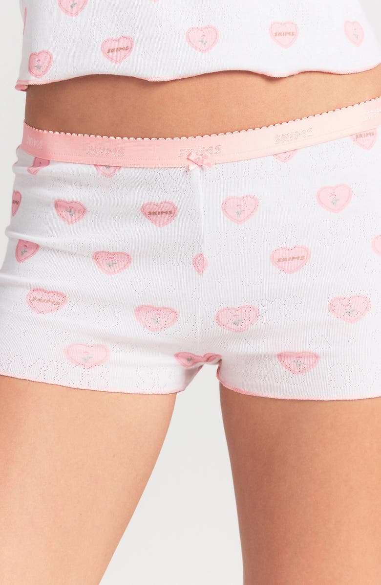 SKIMS Pointelle Pajamas, Alternate, color, Snow Lace Hearts