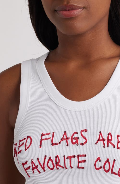 Boys Lie Red Flags Randy Crop Graphic Tank In White