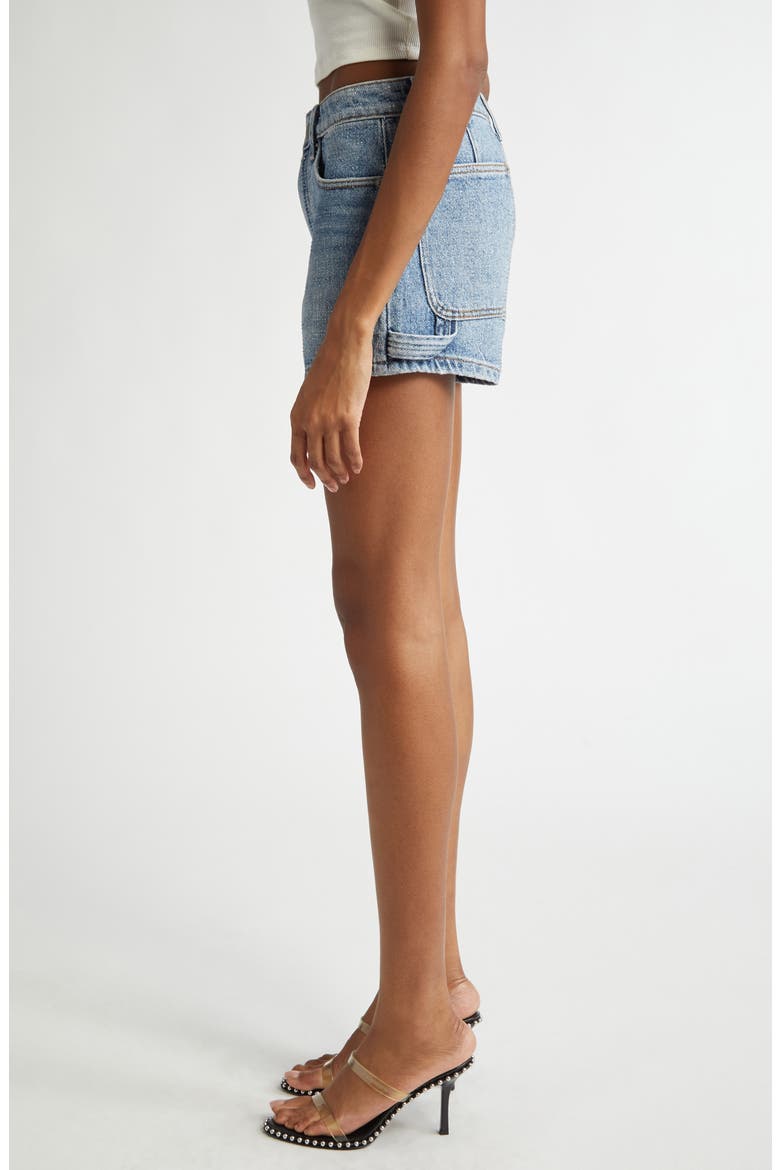 High Waist Denim Carpenter Shorts, Alternate, color, CLASSIC WORN INDIGO