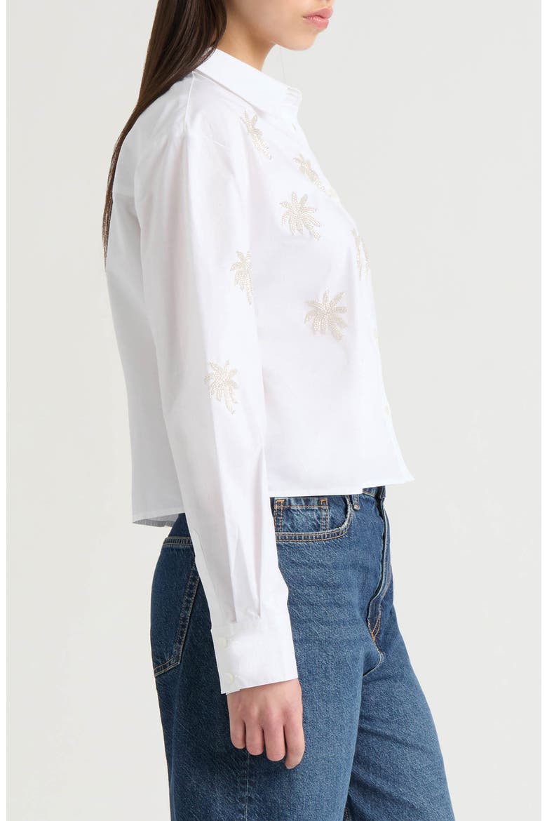 Poplin Beaded Shirt, Alternate, color, WHITE