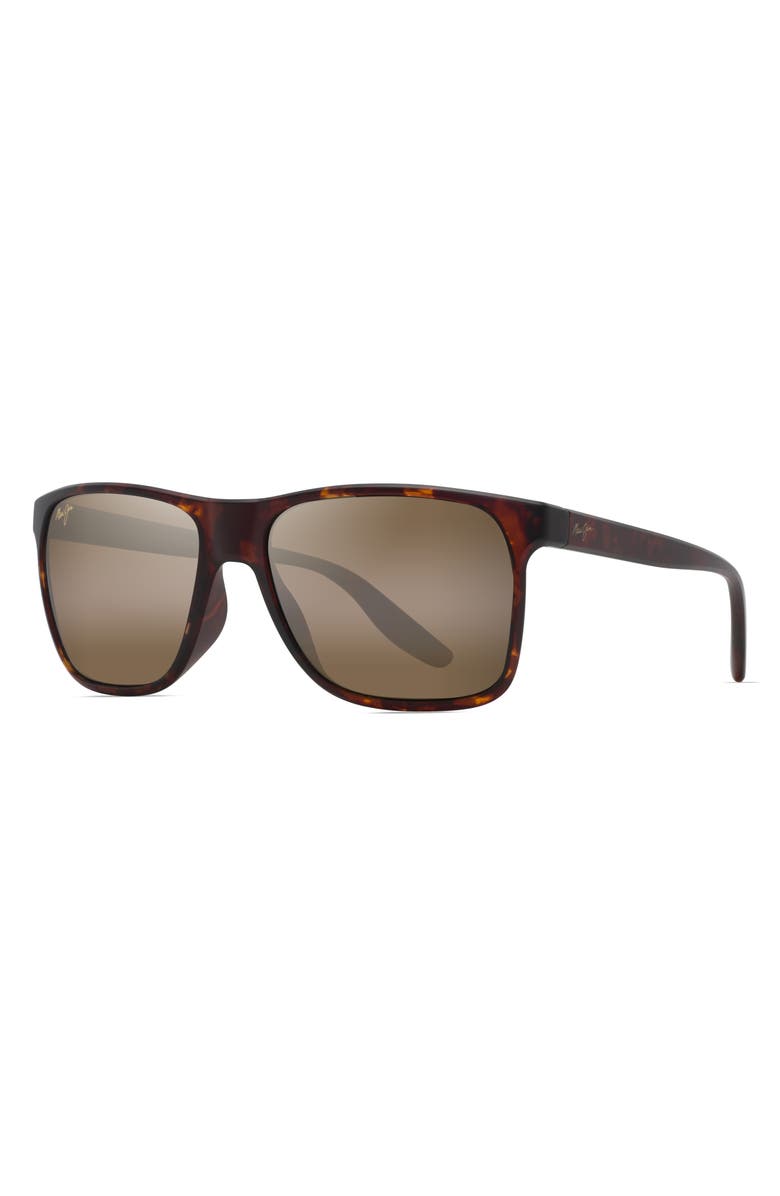 Maui Jim Pailolo 58.5mm Polarized Rectangle Sunglasses, Alternate, color, Matte Tortoise