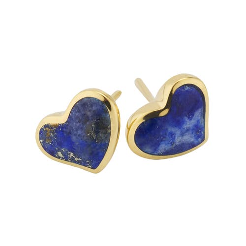 Jan Leslie Heart Stud Earring Set In Sterling With 18k Gold Overlay In Blue