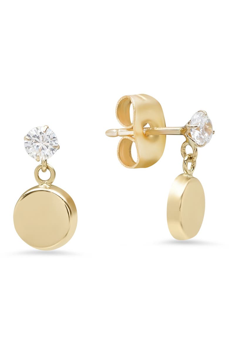14K Solid Gold Crystal Dangle Earrings, Main, color, GOLD