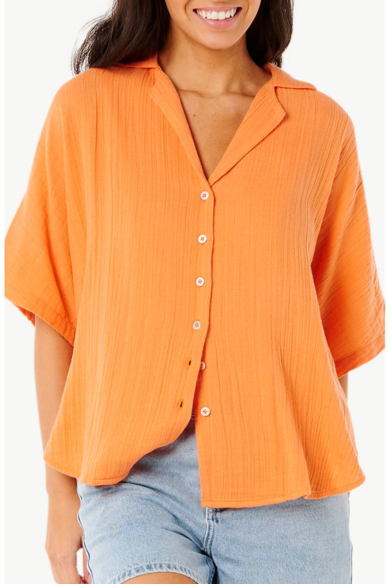 Premium Surf Cotton Gauze Button-Up Shirt, Main, color, LIGHT ORANGE