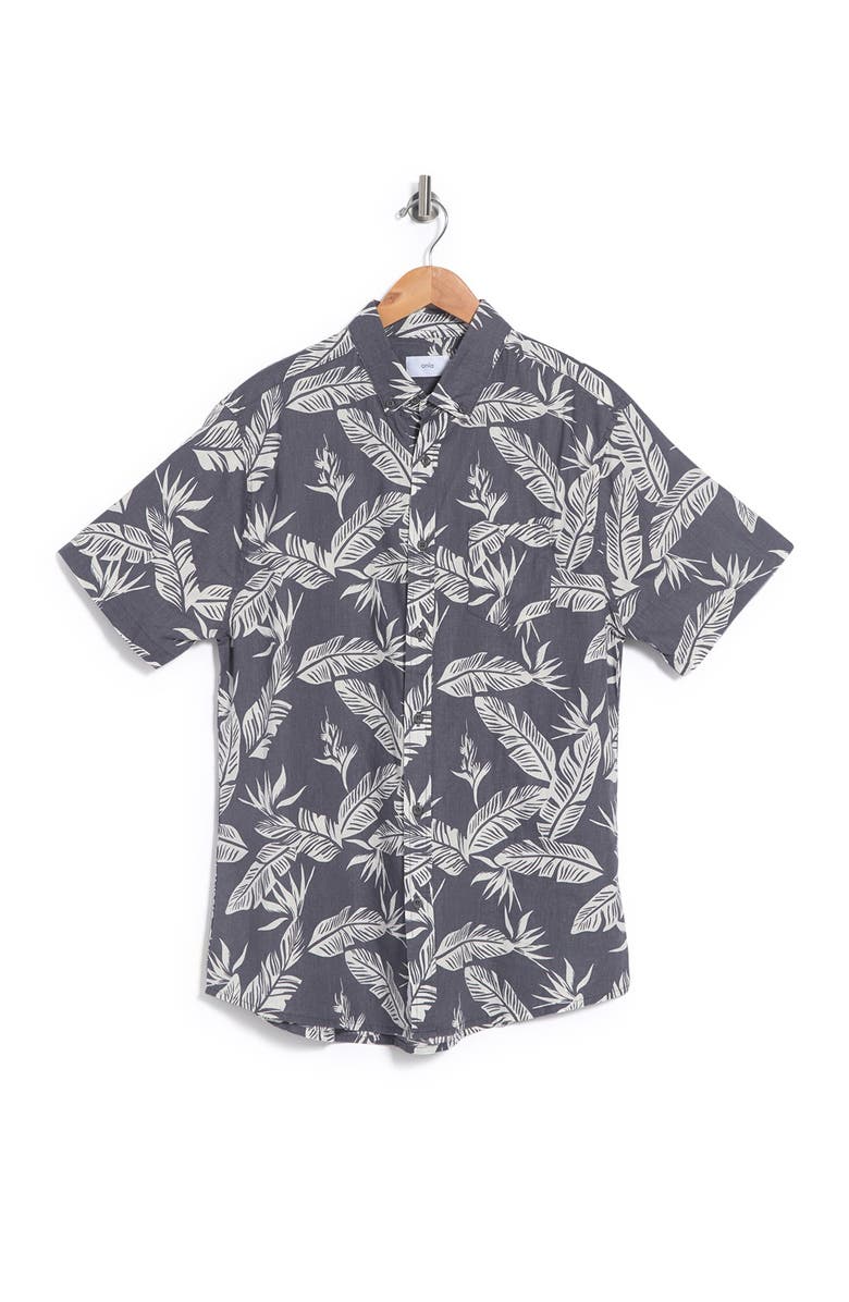 Onia Jack Linen Blend Palm Print Slim Fit Shirt, Alternate, color,