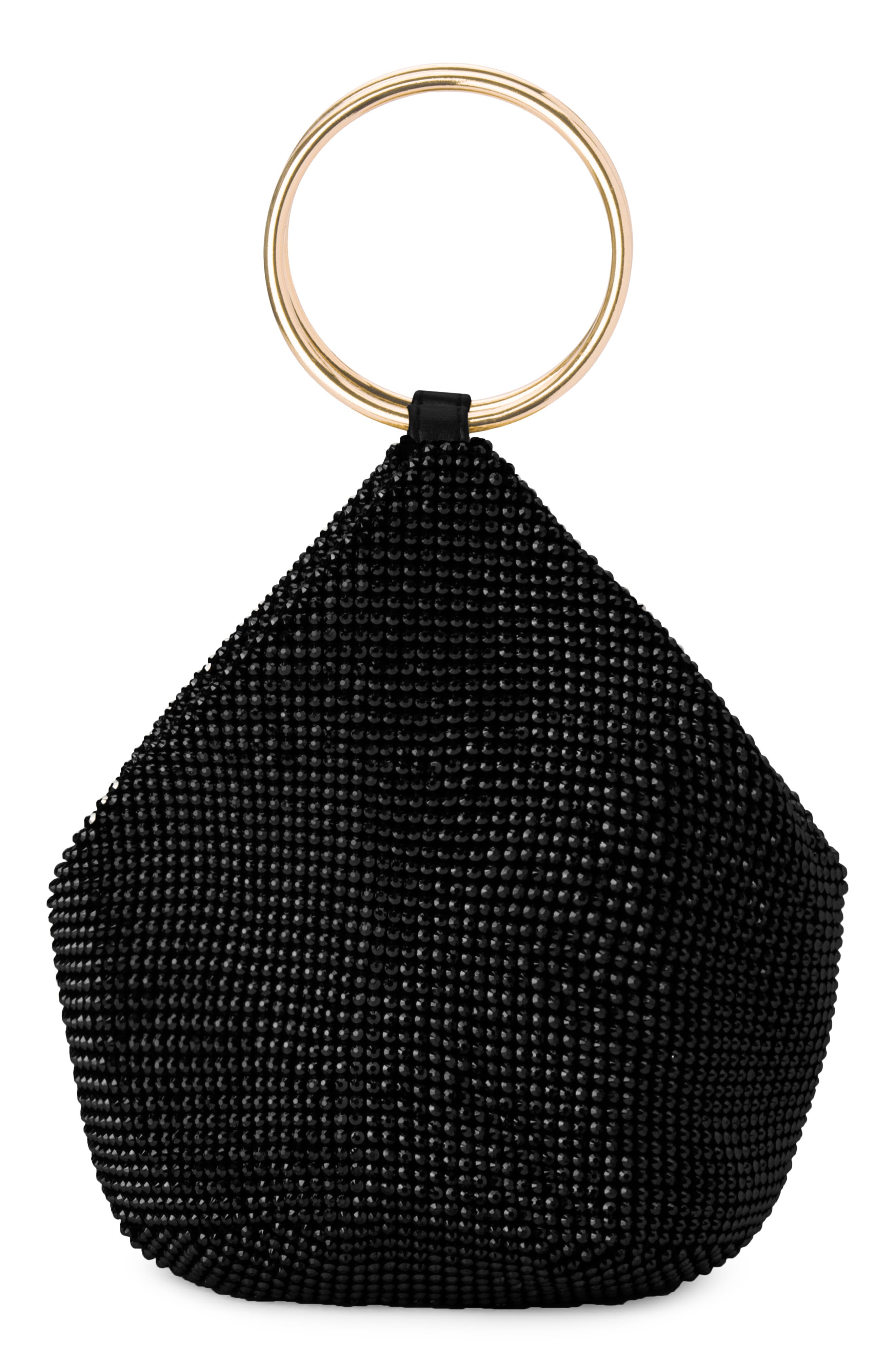 Olga Berg Ellie Crystal Mesh Bag, Main, color, Black