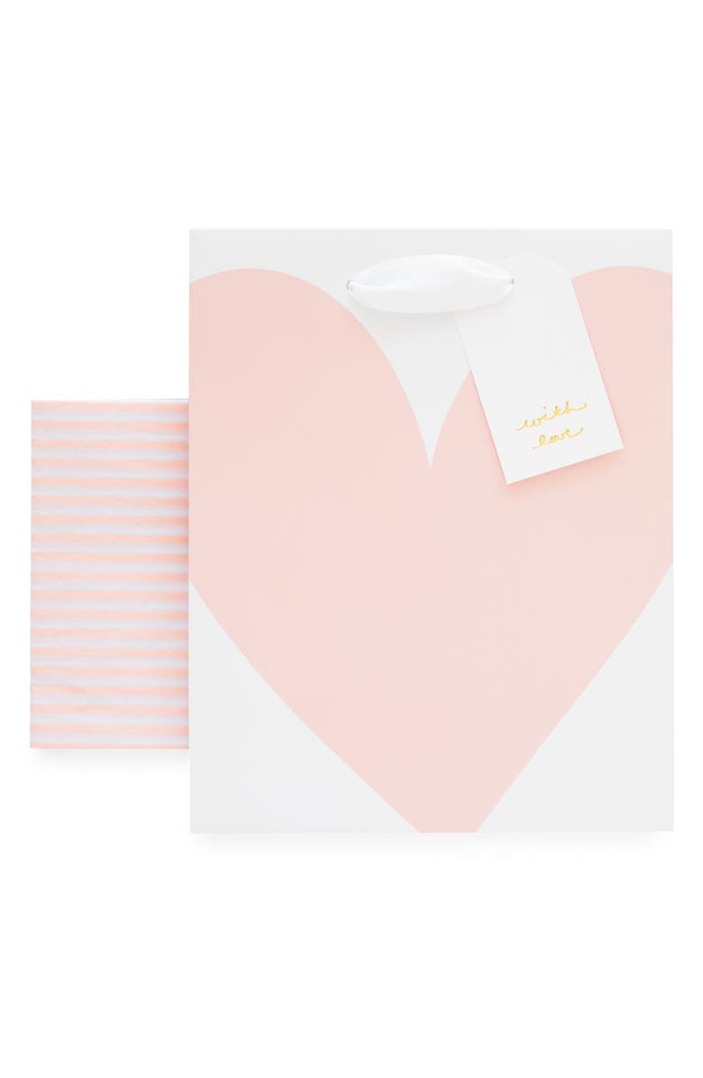 Sugar Paper Pink Heart Gift Bag Set, Alternate, color, Rose Heart