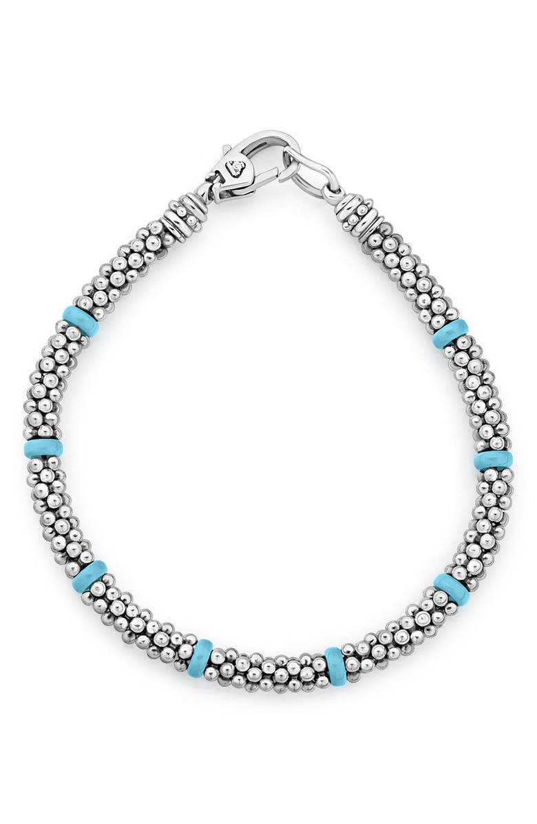 LAGOS Blue Ceramic & Caviar Beaded Bracelet, Main, color, Silver/ Turquoise
