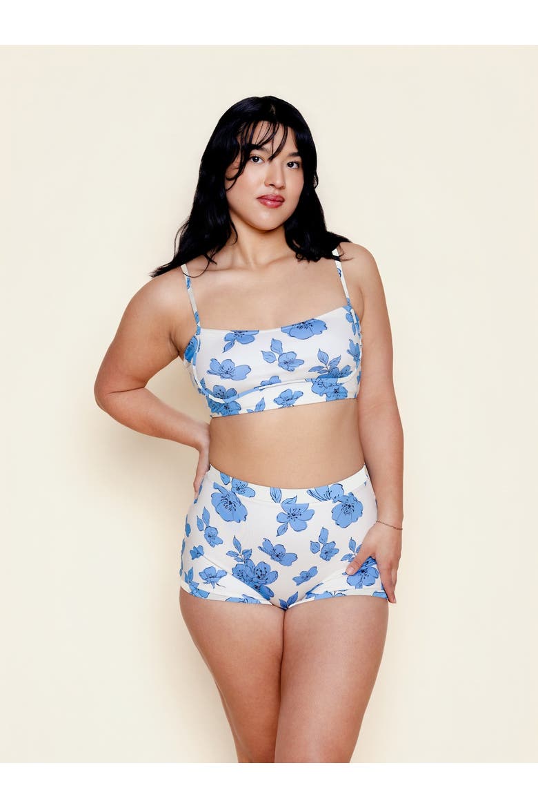 Bandeau With Piping Bikini Top, Alternate, color, Blue Floral