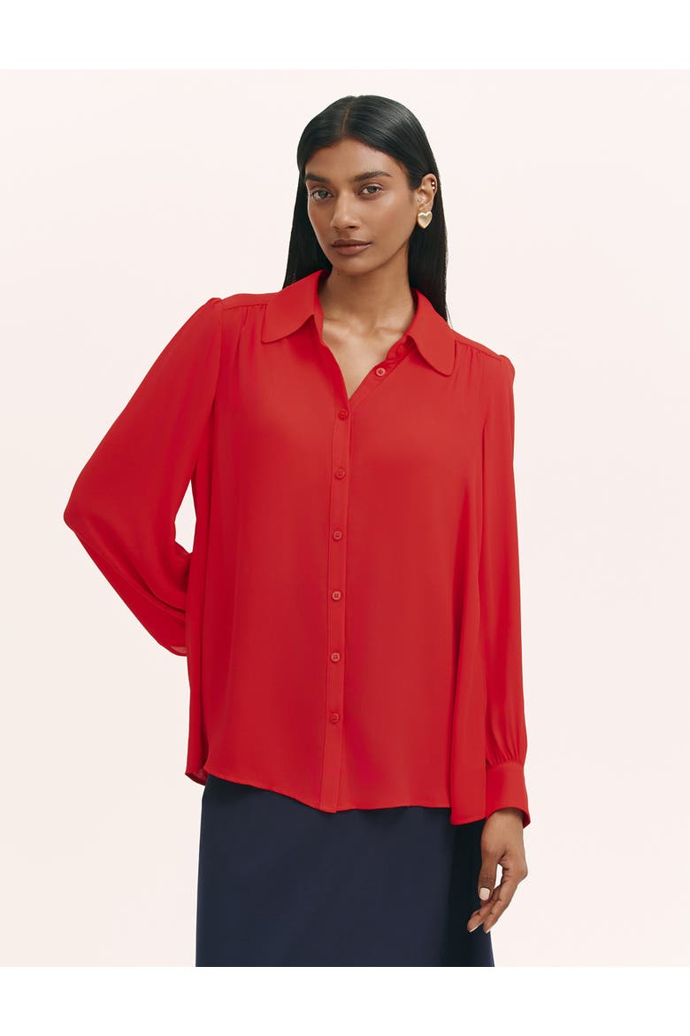 Melina Chiffon Button Down Blouse, Main, color, Red