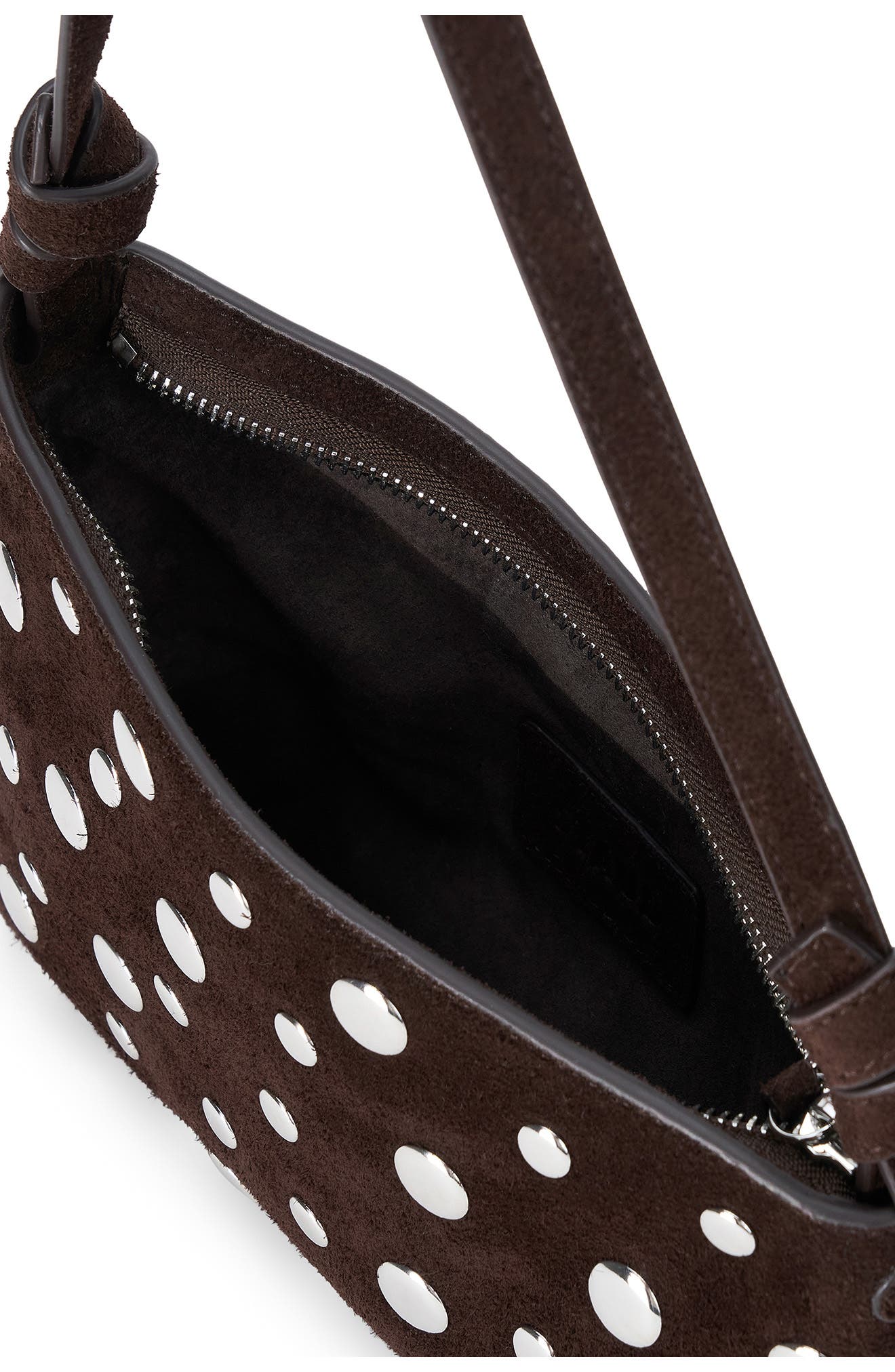 Dani Mini Leather Shoulder Bag, Alternate, color, ESPRESSO STUDS