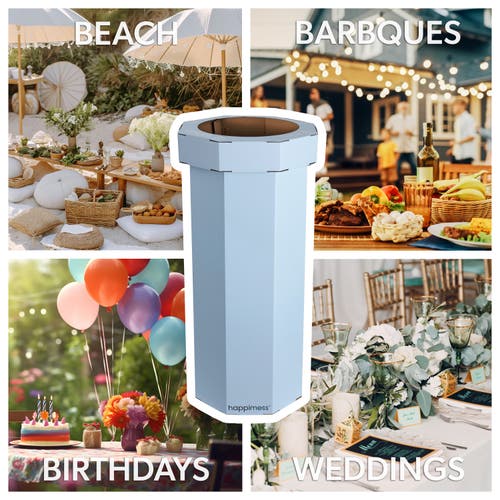 Happimess Fleur 25-gallon Classic Disposable Corrugated Cardboard Event Trash Can And Recycling Bin In Blue