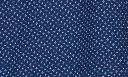 Construct Slim Fit Micro Geometric 4-way Stretch Performance Button-up Shirt In Blue