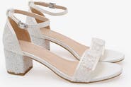 Kailee P Jackie Crochet Lace Block Heel Wedding Sandals