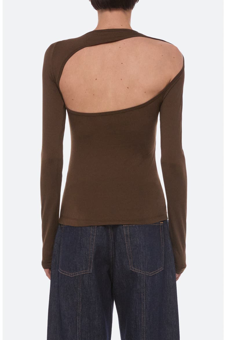 Asymmetrical Cutout Long Sleeve T-Shirt, Alternate, color, BARK