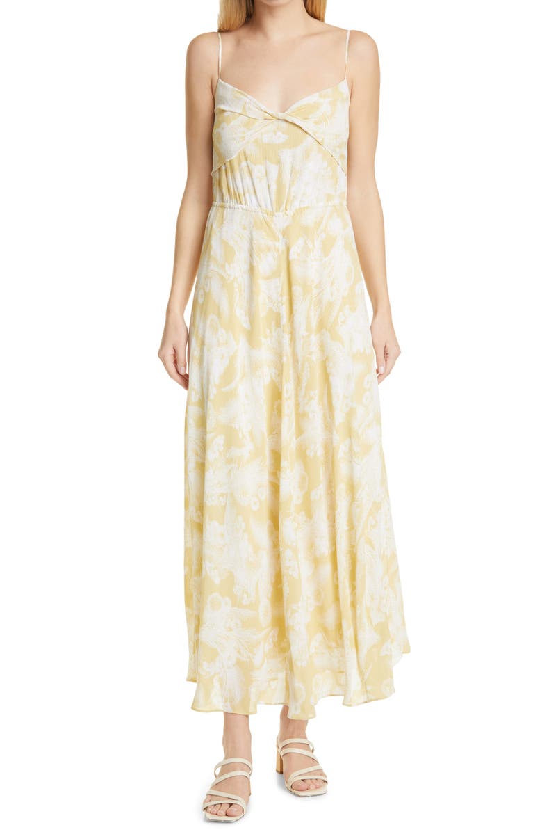 Vince Floral Knot Front Drape Maxi Dress, Alternate, color, 