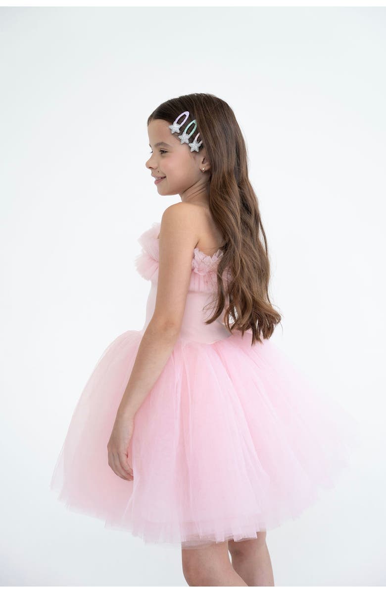 Mini Celebrities Pinky One Shoulder Ruffle Tulle Dress, Alternate, color, Pink Rose