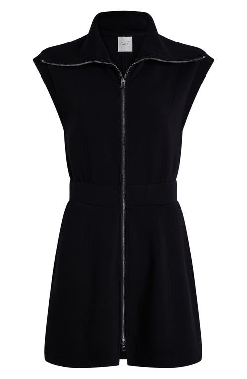 Varley Short-sleeve Front-zip Mini Dress