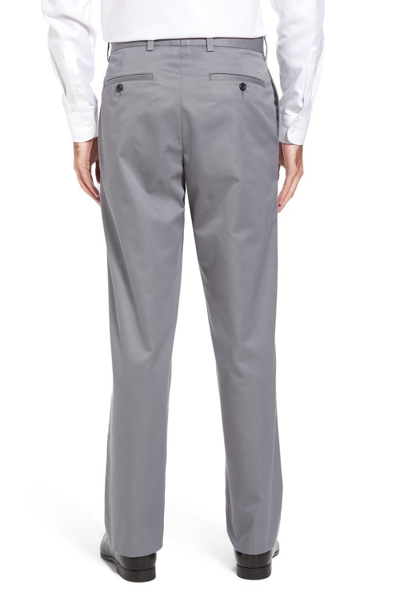 Men's Shop Smartcare™ Classic Supima® Cotton Flat Front Trousers, Alternate, color, GREY SHADE