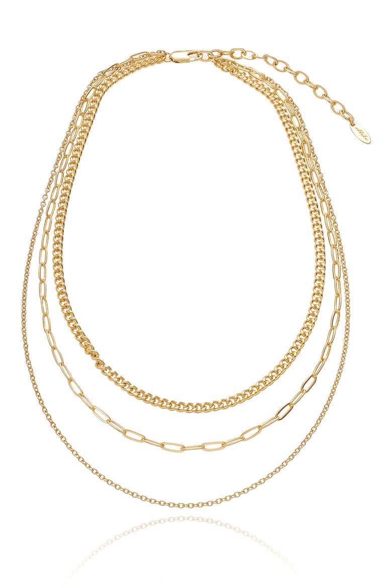 Mixed Chain Layered Necklace, Alternate, color, GOLD