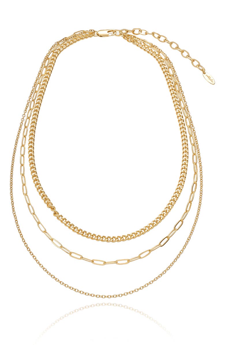 Ettika Mixed Chain Layered Necklace, Alternate, color, Gold