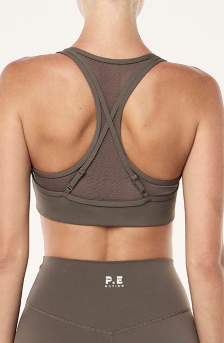 P.E Nation Fusion Sports Bra, Alternate, color, Major Brown