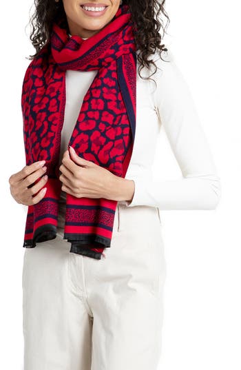 Saachi Reversible Leopard Pattern Scarf In Red