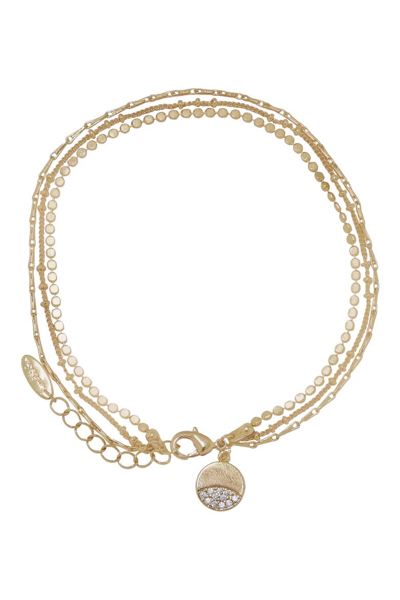 Pavé Disc Layered Chain Anklet, Main, color, GOLD