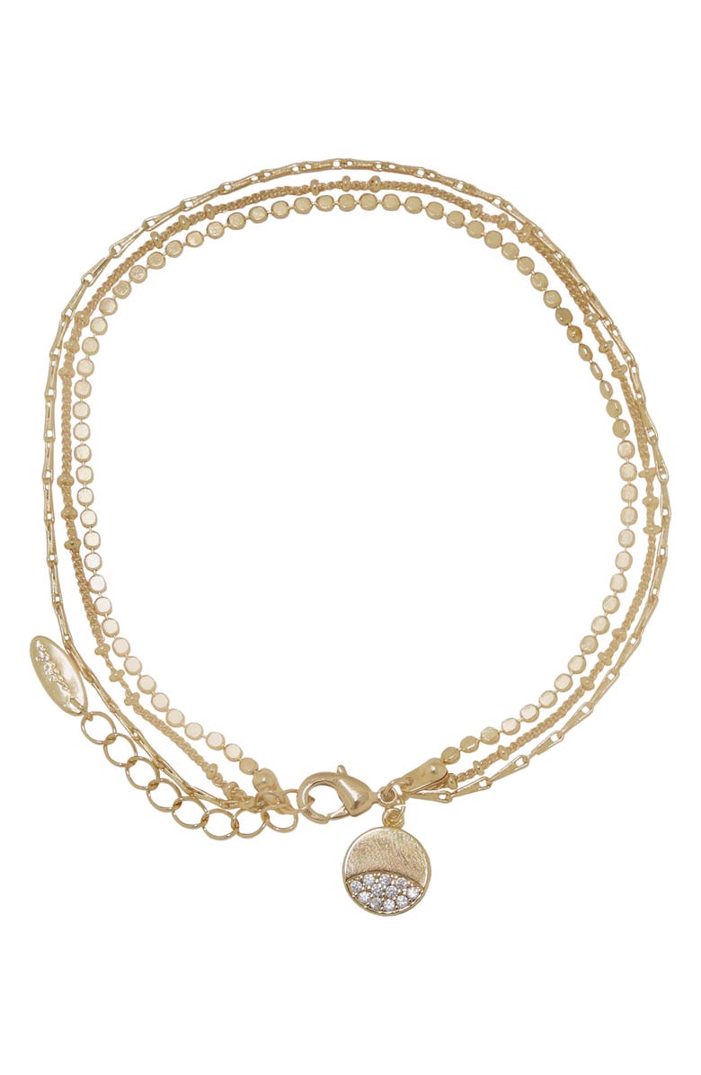 Ettika Pavé Disc Layered Chain Anklet, Main, color, Gold