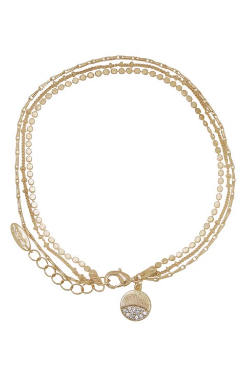 Pavé Disc Layered Chain Anklet