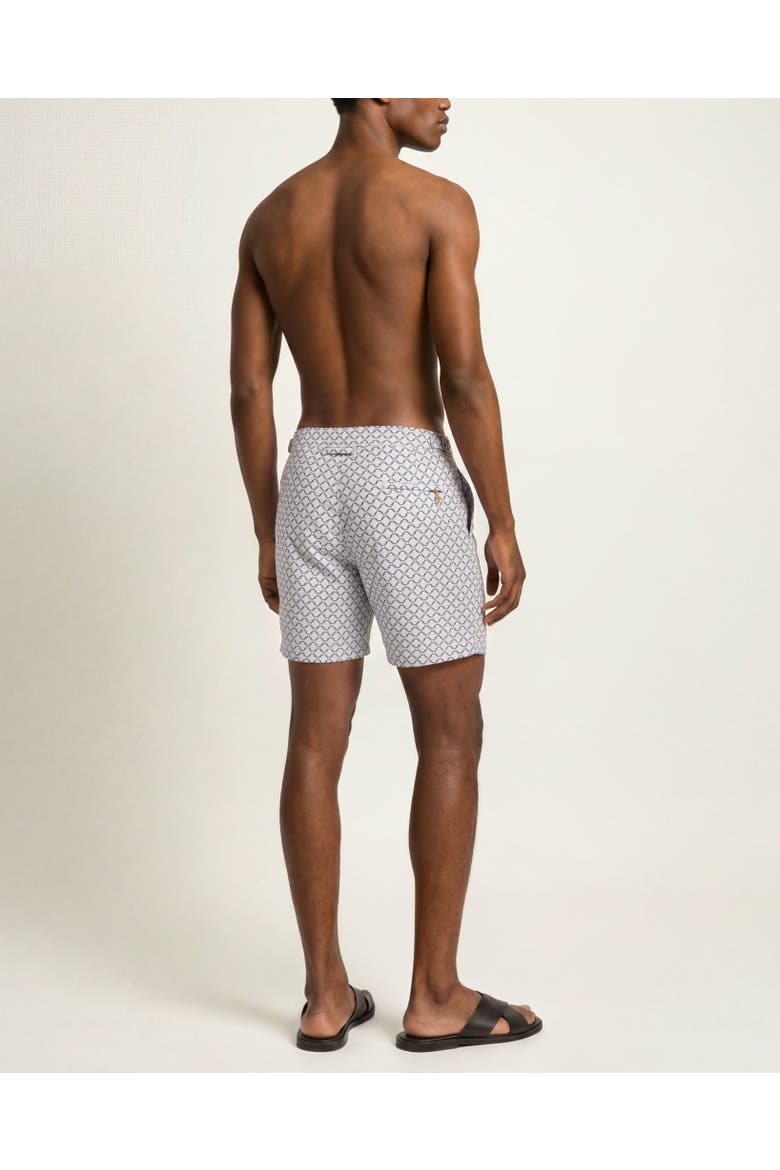 Bulldog Mid-Length Jacquard Printed Swim Shorts, Alternate, color, WHITE SAND/NIGHT IRIS
