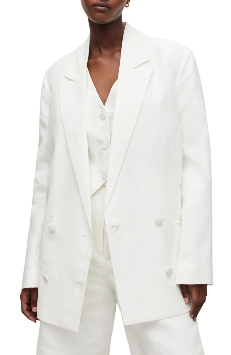 AllSaints Petra Double Breasted Blazer, Main, color, Off White