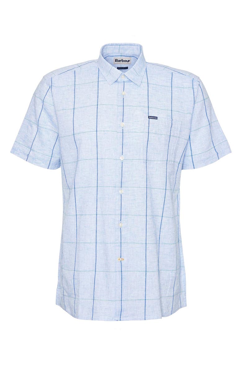 Barbour Swaledale Check Short Sleeve Linen & Cotton Button-Up Shirt, Alternate, color, Blue