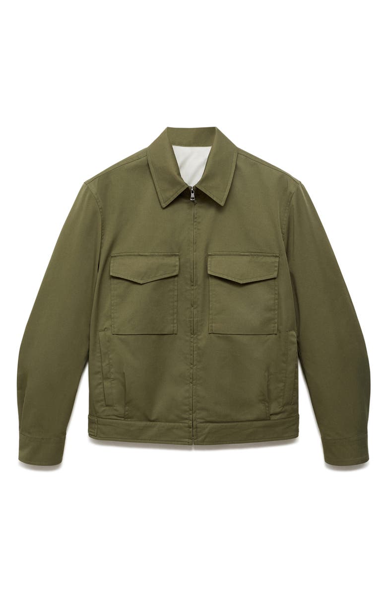 MANGO Cotton Blend Twill Zip Jacket, Alternate, color,