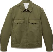 MANGO Cotton Blend Twill Zip Jacket