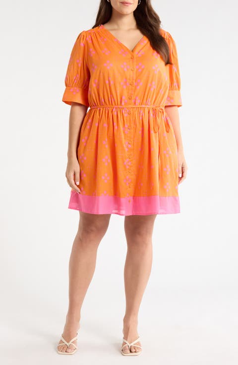 Donna Print Tie Waist Minidress (Plus)