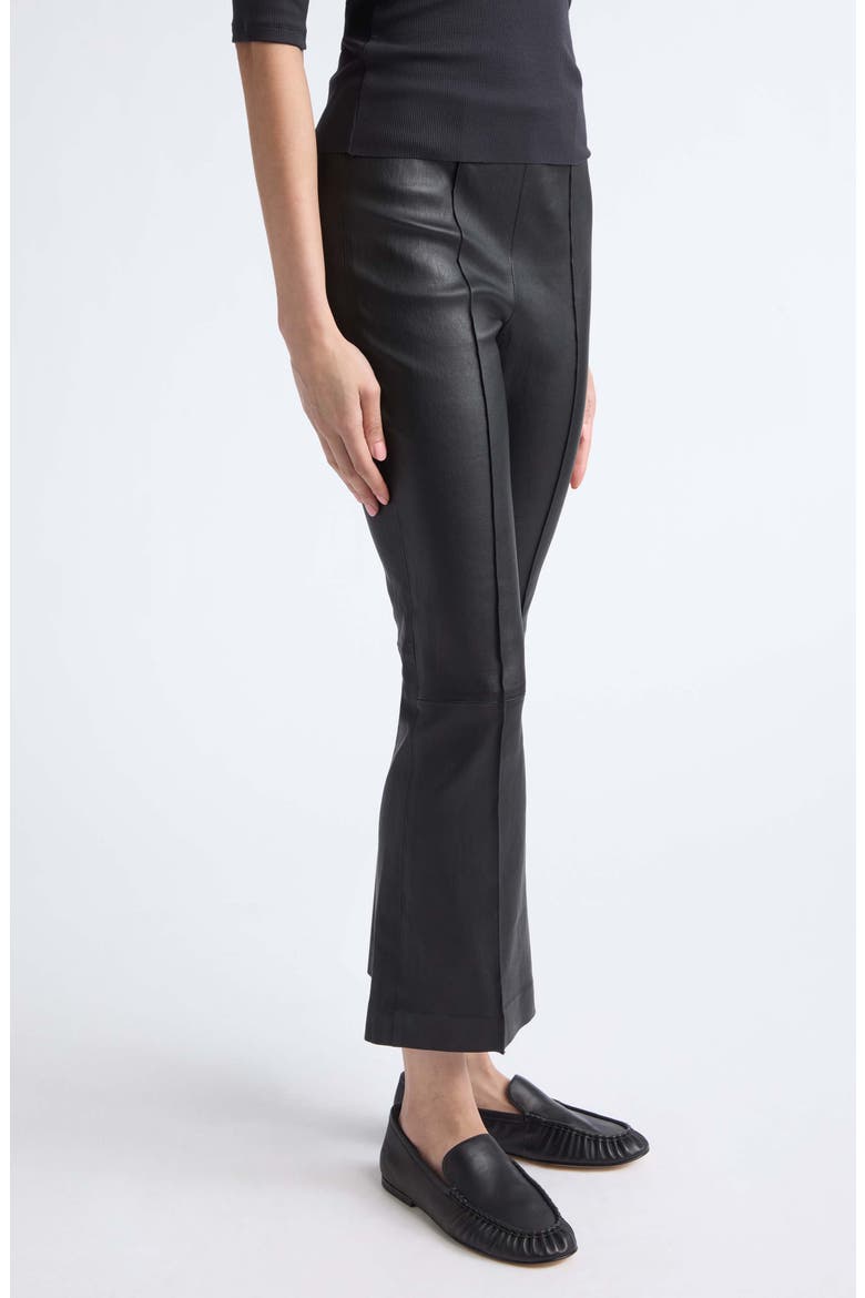 Crop Flare Leather Pants, Alternate, color, BLACK