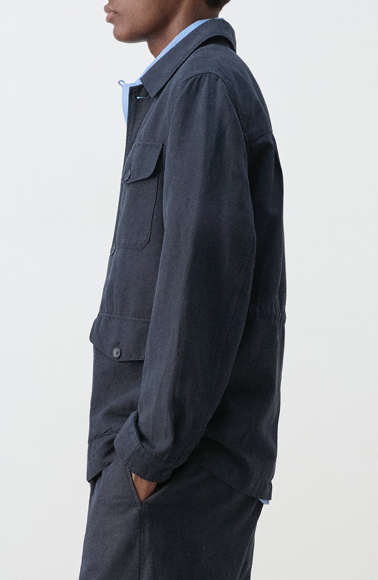 MANGO Button Front Chore Jacket, Alternate, color, Navy