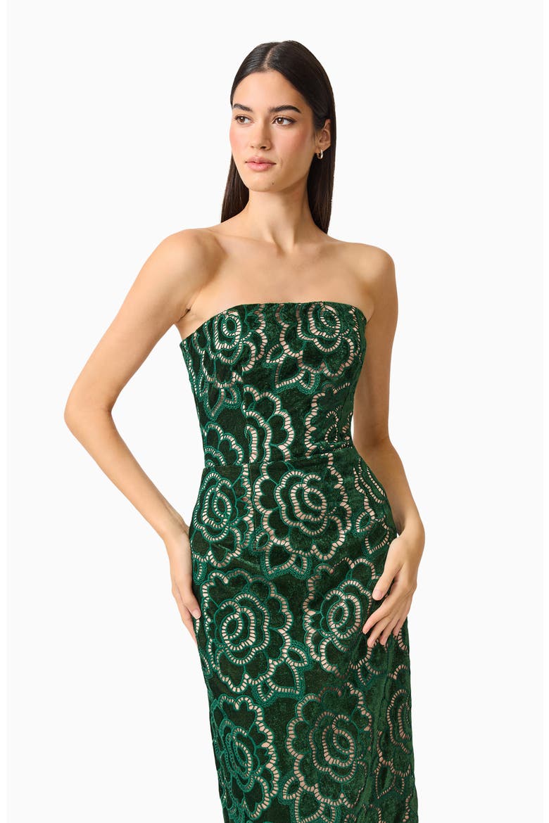 Monique Velvet Column Midi Dress, Alternate, color, EMERALD