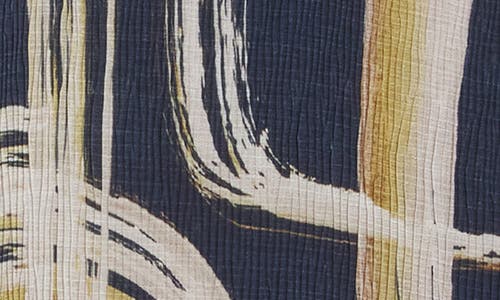 Calvin Klein Abstract Mock Neck Micropleat Shell In Blue