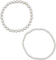 Sterling Forever Sterling Silver Beaded Stretch Bracelet Set