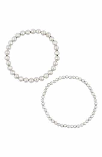 Sterling Forever Sterling Silver Beaded Stretch Bracelet Set