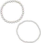 Sterling Forever Sterling Silver Beaded Stretch Bracelet Set