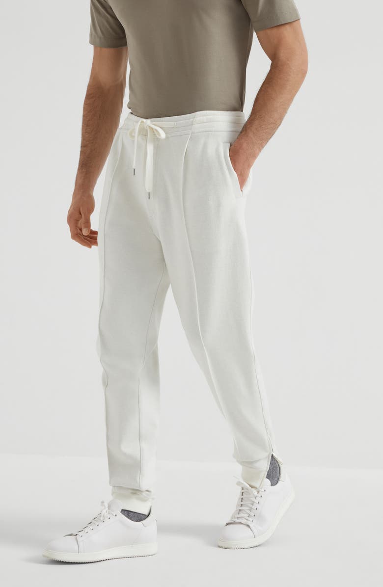 Brunello Cucinelli Trousers with crête, Alternate, color, Off-White
